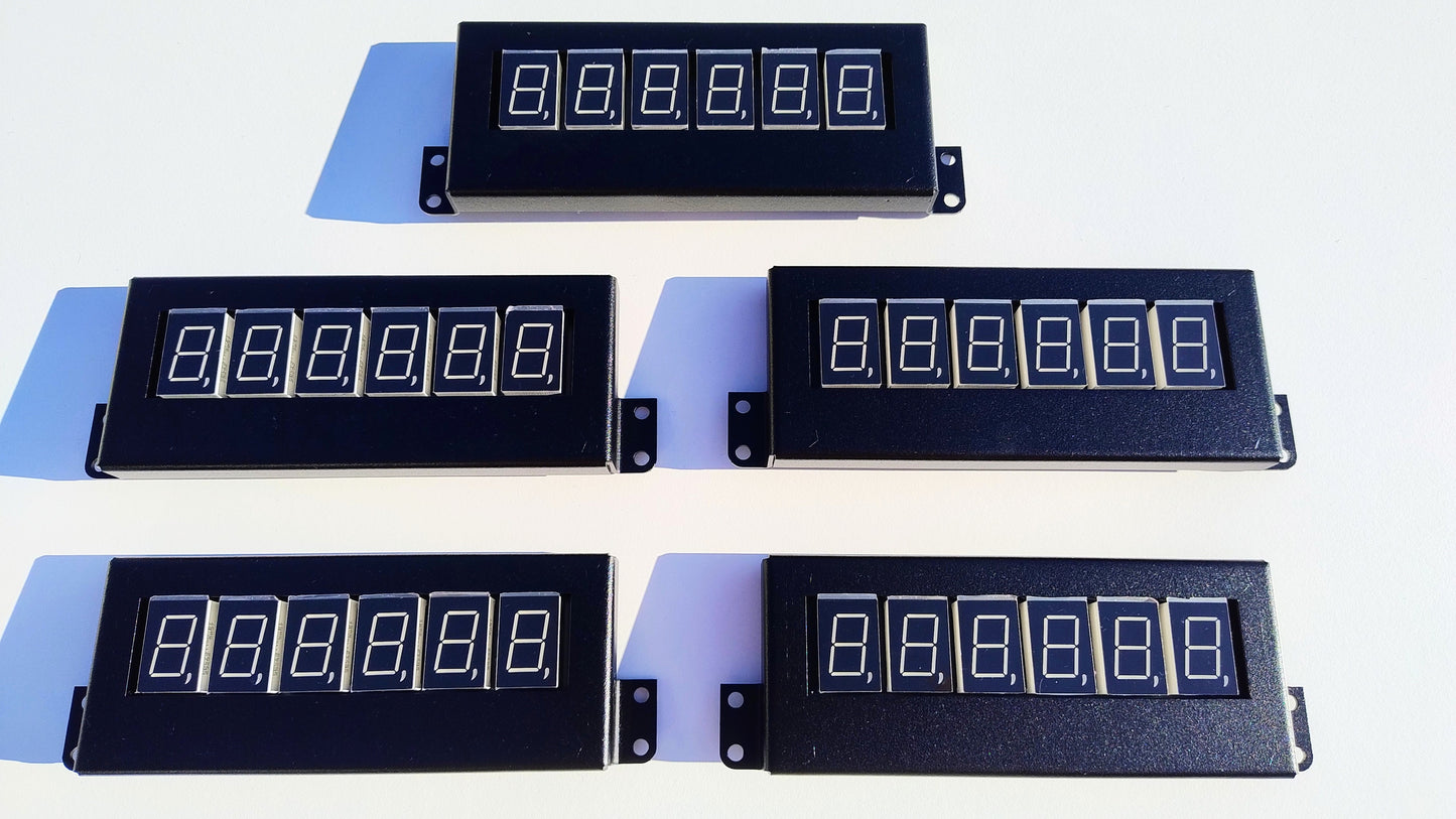 Set of 5 Bally Stern 6 Digit LED Display With Steel Mounting Frame AS-2518-15 / AS-2518-21 / A-434 / DA-100