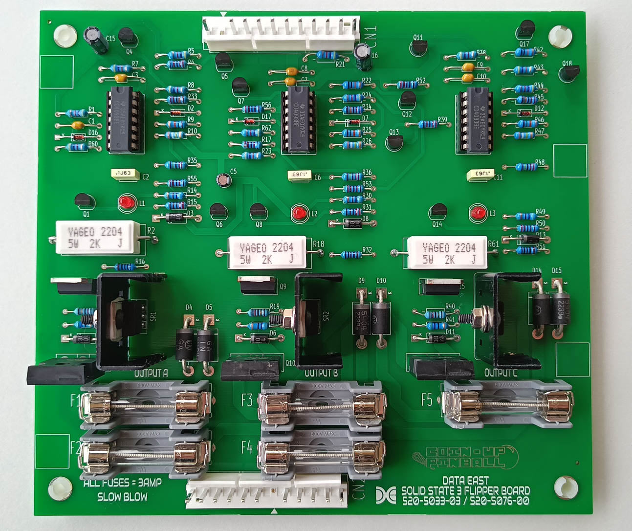 Data East / Sega 3 Flipper Board - 520-5033-03 / 520-5076-00 Front